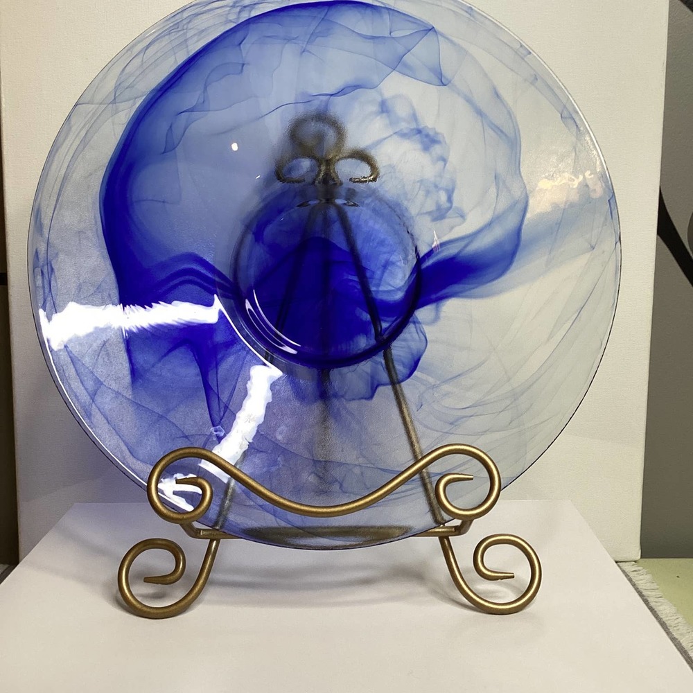 Colbalt blue frosted swirl glass bowl
